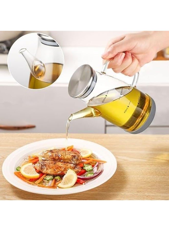 Orchid Glass Oil Kettle with Handle & Spout, Borosilicate Glass Oil Dispenser Bottle for Kitchen, Transparent Cooking Oil Vinegar Pourer, Easy-Pour Drip-Free Oil Pot (Transparent, 600, Milliliters) - Image 5